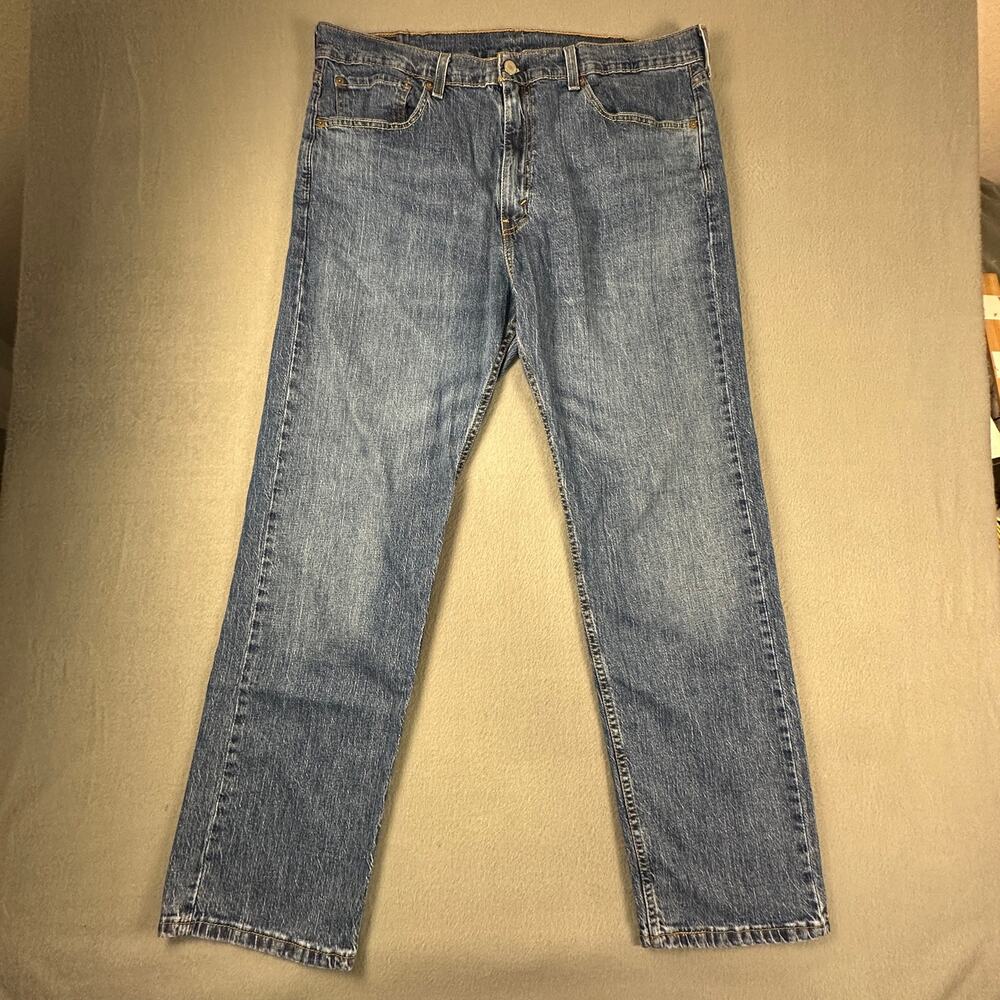 Levis 505 Jeans Mens 38x30 Regular Fit Blue Denim Straight Leg Classic